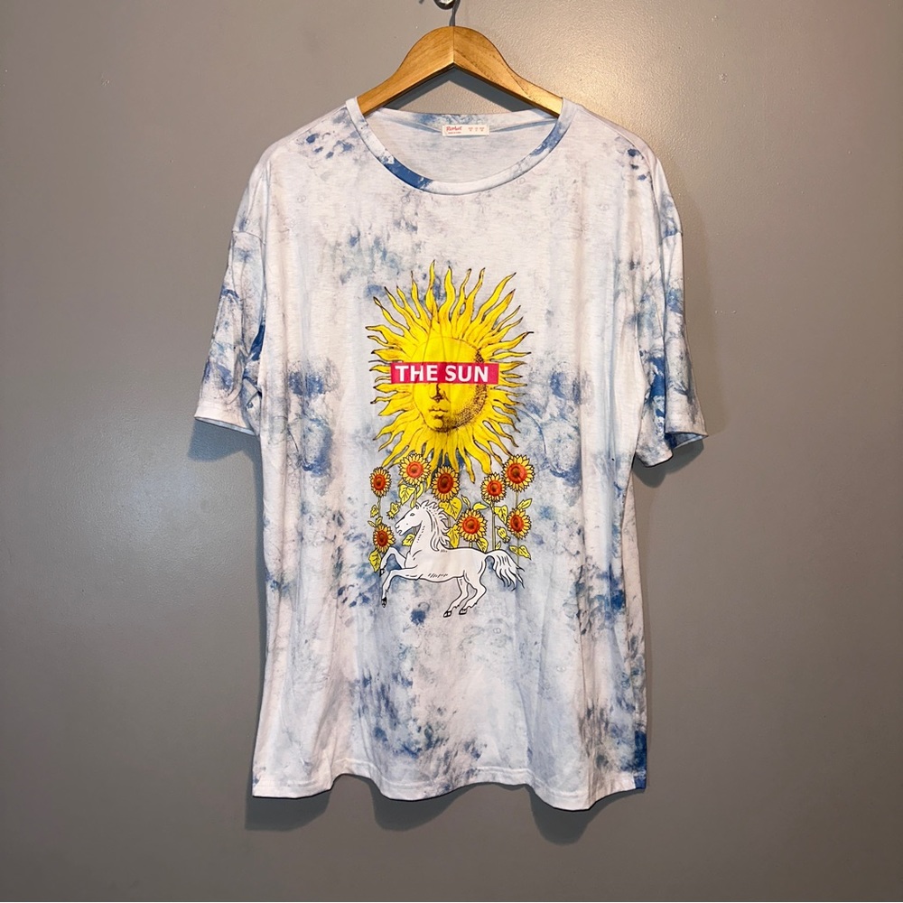 Romwe Tie dye the sun oversized Tshirt
